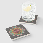 Cool and Colorful Mandala Floral Pattern Stenen Onderzetter (Zijkant)