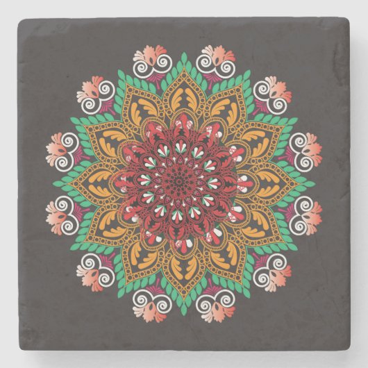 Cool and Colorful Mandala Floral Pattern Stenen Onderzetter (Voorkant)