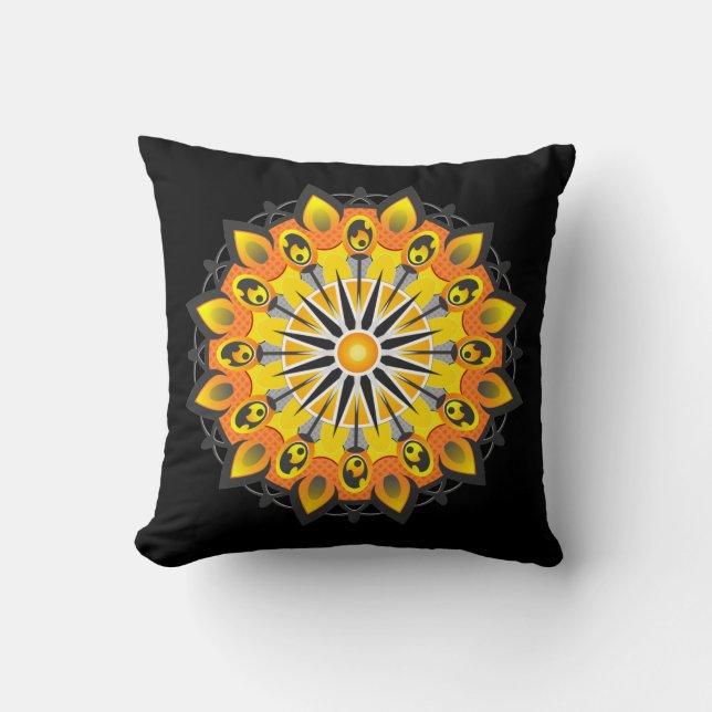 Cool and Colorful Mandala Pattern Flames Kussen (Voorkant)