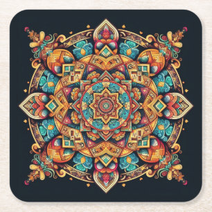 Cool and Colorful Mandala Pattern Kartonnen Onderzetters