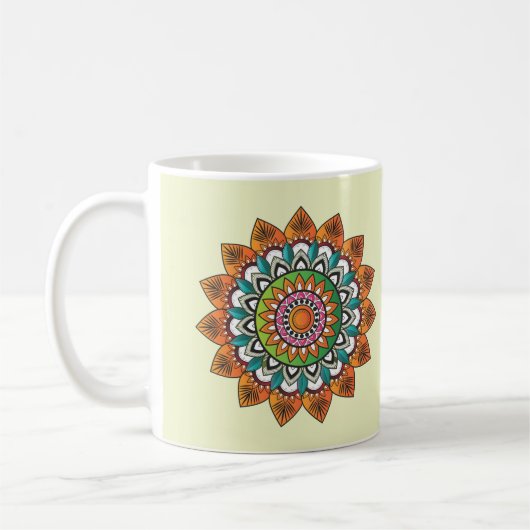 Cool and Colorful Mandala Pattern Koffiemok (Links)