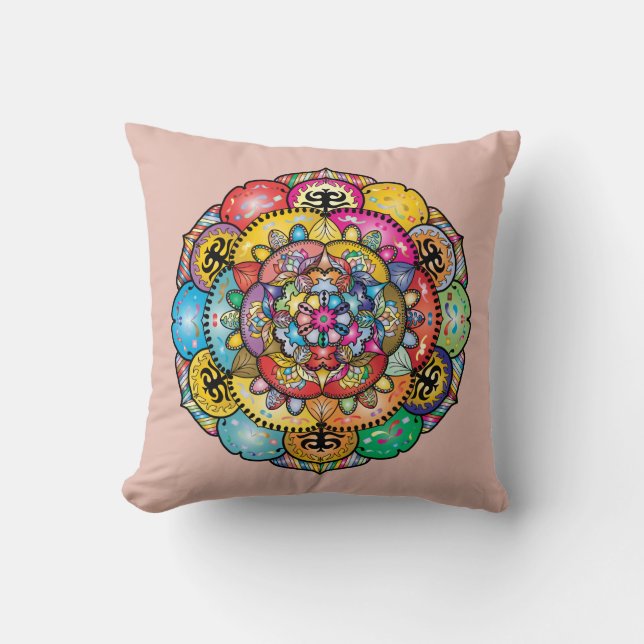 Cool and Colorful Mandala Pattern Kussen (Voorkant)