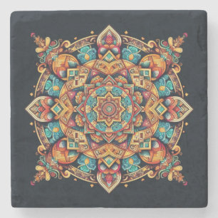 Cool and Colorful Mandala Pattern Stenen Onderzetter