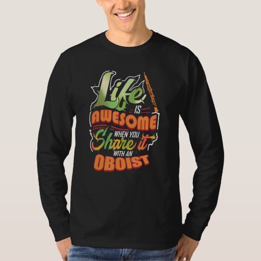 Cool and Colorful Musician Oboist Design T-shirt (Voorkant)