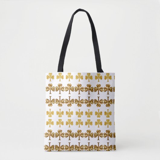 Cool and Elegant Gold Shamrock Pattern St. Patrick Tote Bag (Voorkant)