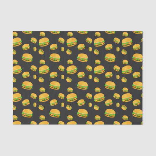 Cool and fun yummy burger pattern dark gray tissuepapier (Voorkant)