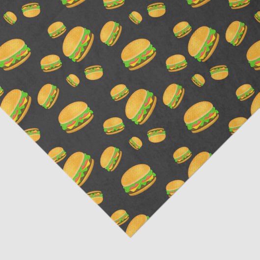 Cool and fun yummy burger pattern dark gray tissuepapier (Detail)