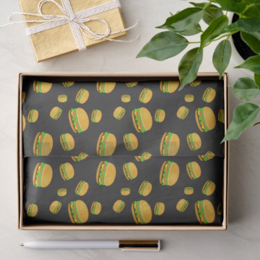 Cool and fun yummy burger pattern dark gray tissuepapier (Geschenk)