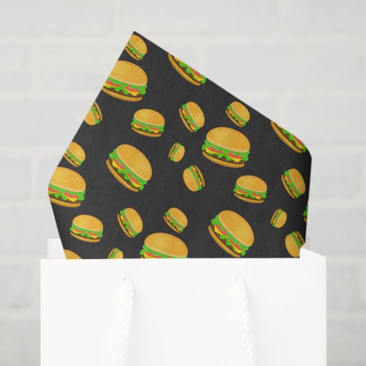 Cool and fun yummy burger pattern dark gray tissuepapier (Cadeauzakje)