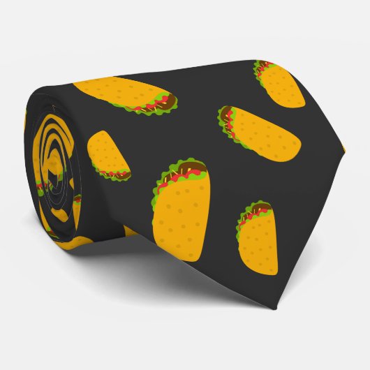 Cool and fun yummy taco pattern dark gray stropdas (Opgerold)