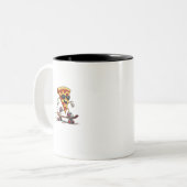 Cool and Funny National Pizza Day: Laugh, Enjoy Tweekleurige Koffiemok (Voorkant links)