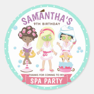 Cool and Girly Spa Party Ronde Sticker