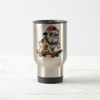 Cool Angry Baby Bulldog Skateboard Travel Mug Reisbeker