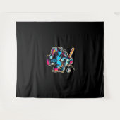 Cool Angry Unicorn Spelen Baseball Ball Bat Baseb Wandkleed (Voorkant (horizontaal))