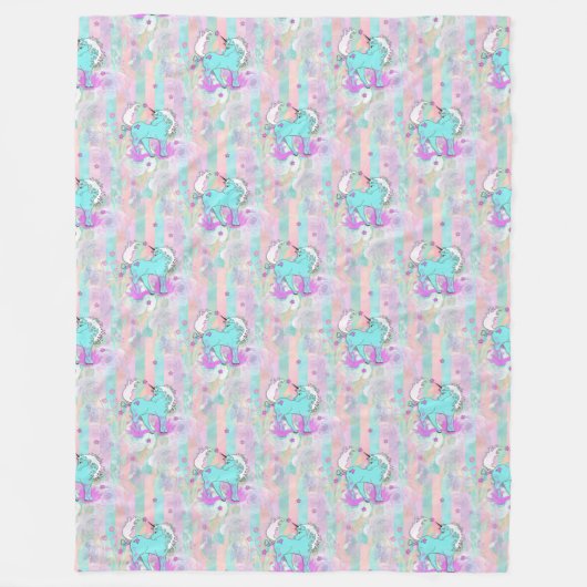 Cool Animal Pattern - Comic Eenhoorn 1 Fleece Deken (Voorkant)