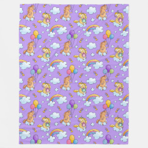 Cool Animal Pattern - Comic Eenhoorn 2 Fleece Deken