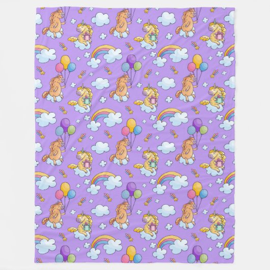 Cool Animal Pattern - Comic Eenhoorn 2 Fleece Deken (Voorkant)