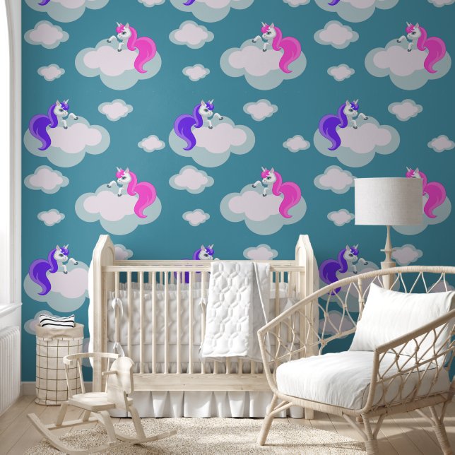 Cool Animal Pattern - Comic Eenhoorn 3 Behang (Kinderen)