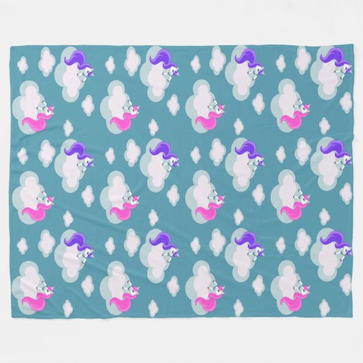 Cool Animal Pattern - Comic Eenhoorn 3 Fleece Deken (Voorkant (Horizontaal))