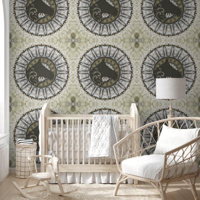 Cool Animal Pattern - Mandala Horse 1 Behang (Kinderen)
