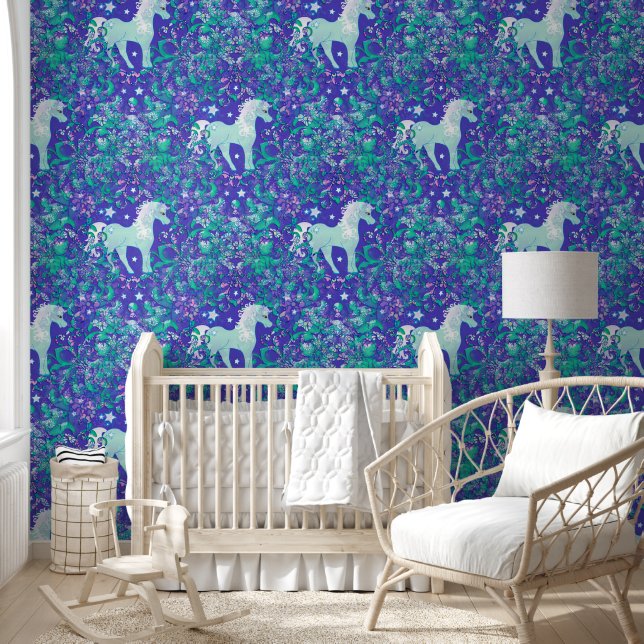 Cool Animal Pattern - Mandala Unicorn 1 Behang (Kinderen)