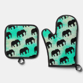 Cool Animal Pattern - Olifant 5a Ovenwant & Pannenlap Set (Voorkant)