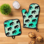 Cool Animal Pattern - Olifant 5a Ovenwant & Pannenlap Set (Top down)