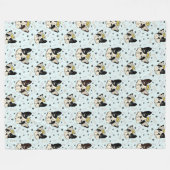 Cool Animal Pattern - Schattige Bull Dog met Crown Fleece Deken (Voorkant (Horizontaal))