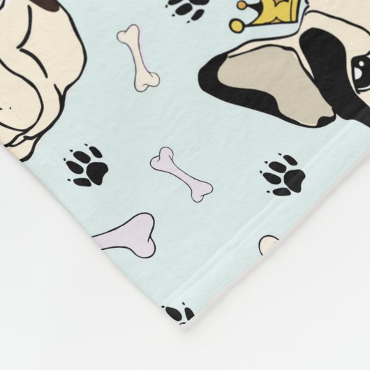 Cool Animal Pattern - Schattige Bull Dog met Crown Fleece Deken (Hoek)
