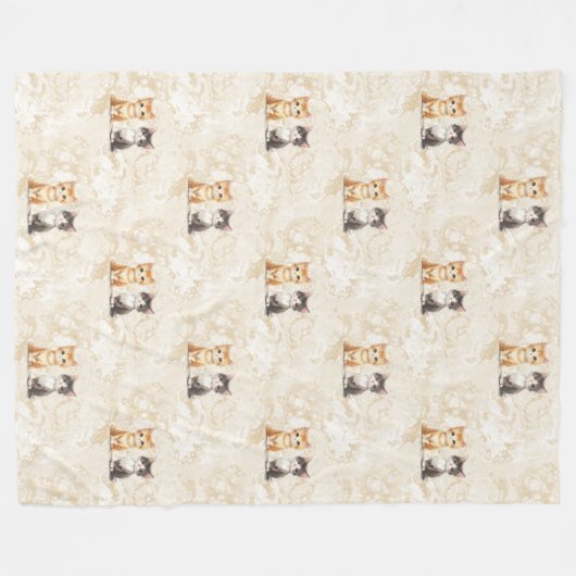 Cool Animal Pattern - Schattige Cats 5 Fleece Deken (Voorkant (Horizontaal))
