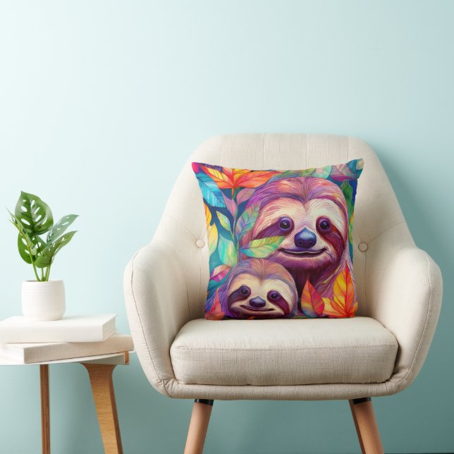 Cool Animal Pattern - Schattigee luiaard 1 Kussen (Stoel)