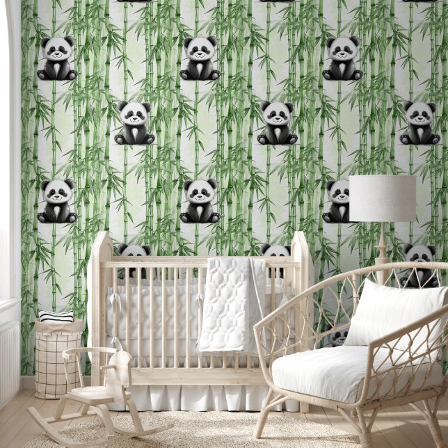 Cool Animal Pattern - Schattigee Panda 1 Behang (Kinderen)
