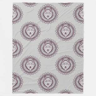 Cool Animal Pattern - Wolf Head Mandala 1 Fleece Deken