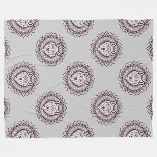 Cool Animal Pattern - Wolf Head Mandala 1 Fleece Deken (Voorkant (Horizontaal))