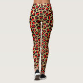 Cool Animal Print Fun Leopard Scarlet Gold Leggings (Achterkant)