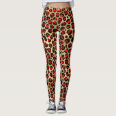 Cool Animal Print Fun Leopard Scarlet Gold Leggings (Voorkant)