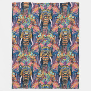 Cool Animal Waterverf Pattern - Elephant 5 Fleece Deken