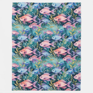 Cool Animal Waterverf Pattern - Fish 3 Fleece Deken