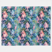 Cool Animal Waterverf Pattern - Fish 3 Fleece Deken (Voorkant (Horizontaal))
