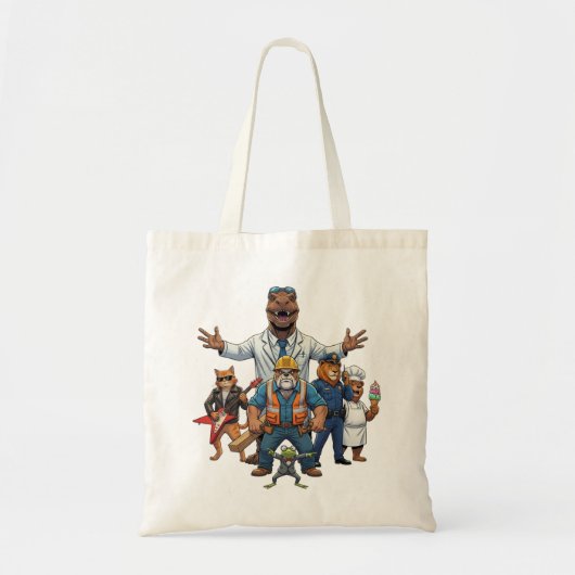 Cool Animals Squad Kids Valentijn Classroom Uitwis Tote Bag (Voorkant)