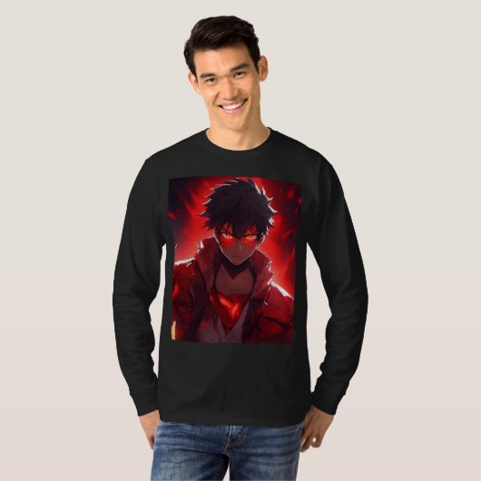 Cool Anime Gedrukt Zachte Stof Mannen T-shirt (Voorkant volledig)