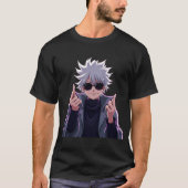 Cool Anime karakter met wit haar, zonnebril T-shirt (Voorkant)