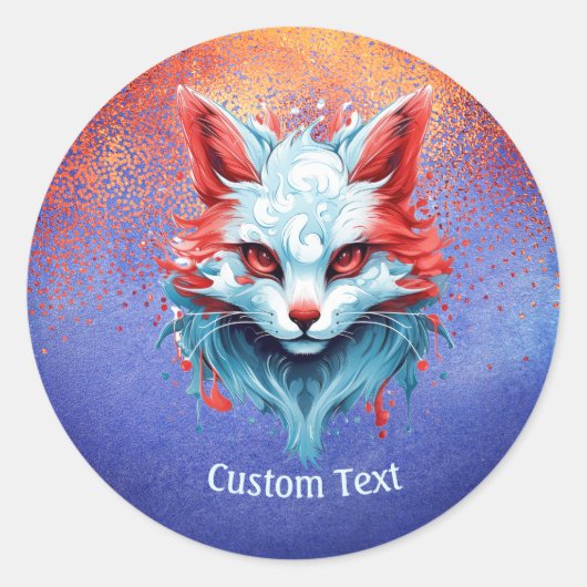 Cool anime magische kat gepersonaliseerd ronde sticker (Voorkant)