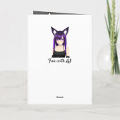 Cool Anime Meisje met Paarse Haar en Ogen Verjaard Kaart (Achterkant)