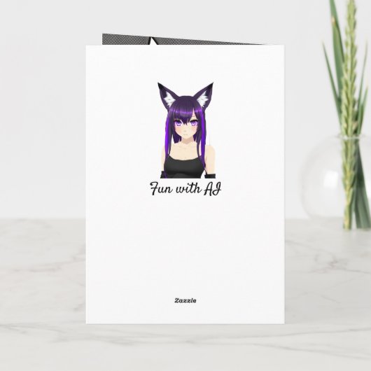 Cool Anime Meisje met Paarse Haar en Ogen Verjaard Kaart (Achterkant)