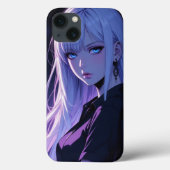Cool Anime Meisje met Zilver Haar iPhone Case (Achterkant)