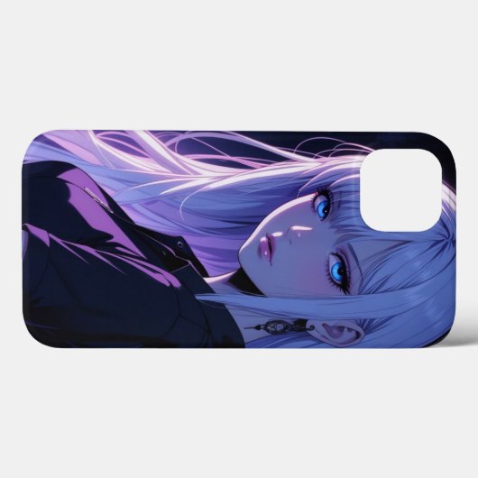 Cool Anime Meisje met Zilver Haar iPhone Case (Achterkant (horizontaal))