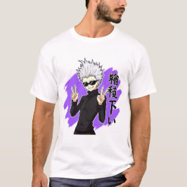 Cool Anime Style Wit-harige karakter T-shirt