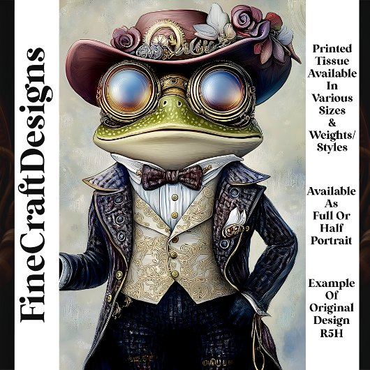 Cool Anthropomorphic Steampunk Frog R5H Decoupage Tissuepapier