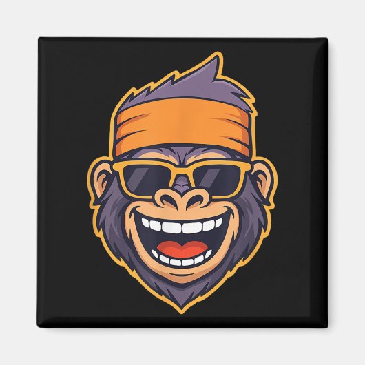 Cool Ape Gorilla Head Funky Monkey Retro Bandana C Magneet (Voorkant)